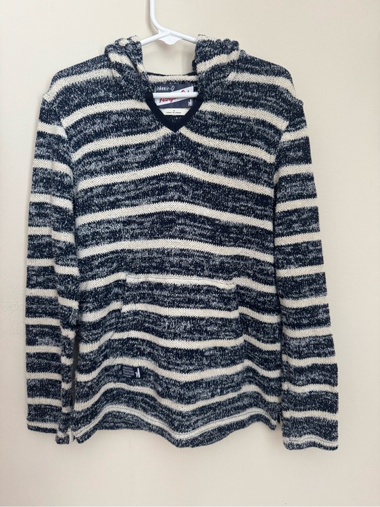 johnnie-O Other - Johnnie-O Boys Navy White Striped Knit Hooded Sweater Pullover Size 7